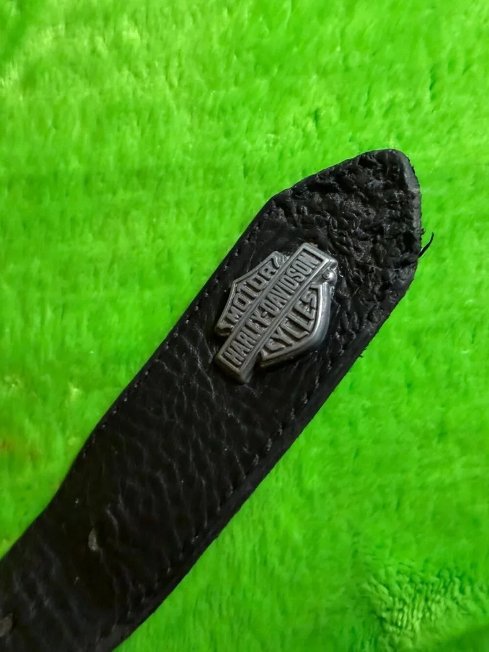 Vintage Harley-Davidson Black Leather Belt Bar & Shield Conchos Studded Biker